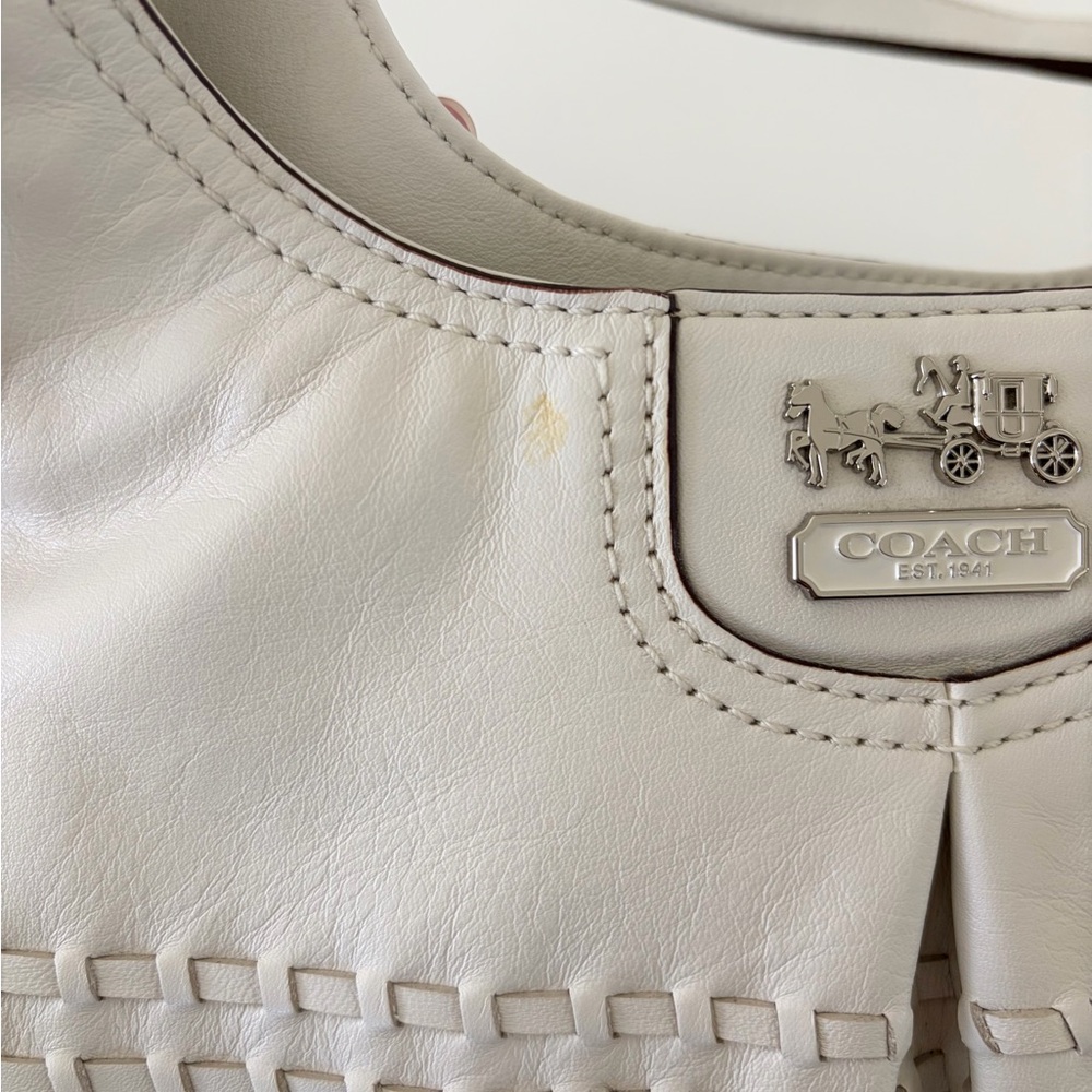 Coach White Genuine Leather Woven Shoulder Bag with Silver Hardware🤍🌿 - Picture 4 of 10